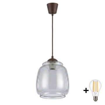 BRILAGI - LED-ripatslühter kaablil RETRO GLASS 1xE27/60W/230V läbimõõt 26 cm pruun/suitsuhall
