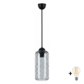 BRILAGI - LED-ripatslühter kaablil RETRO GLASS 1xE27/60W/230V Ø 14 cm must/suitsuhall