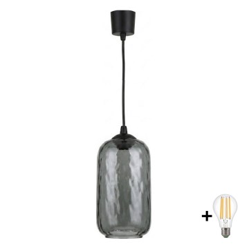 BRILAGI - LED-ripatslühter kaablil RETRO GLASS 1xE27/60W/230V Ø 14 cm must/suitsuhall