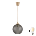 BRILAGI - LED-ripatsvalgusti juhtmega RETRO GLASS 1xE27/60W/230V Ø 18 cm beež/suitsuhall