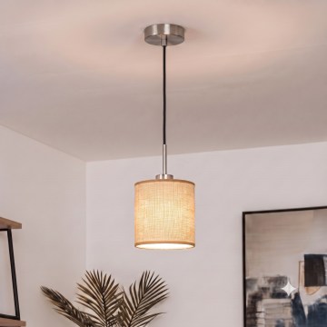 Brilagi – LED-ripplamp juhtmel NUBILA, 1x E27 (kuni 60 W), 230 V, läbimõõt 14 cm, must/helepruun