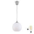 BRILAGI - LED-ripplamp kaabliga RETRO GLASS 1xE27/60W/230V, Ø 15 cm, hõbedane/valge