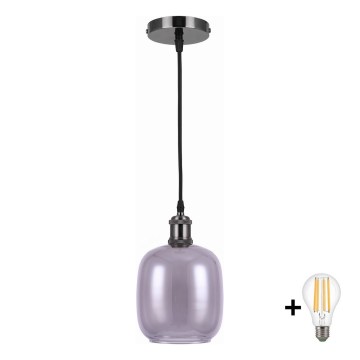 BRILAGI - LED ripplamp kaablil RETRO GLASS 1xE27/60W/230V läbimõõt 14 cm must/suitsuhall