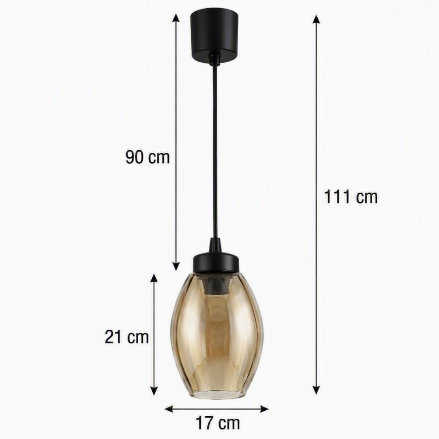 BRILAGI - LED-lühter riputuskaablil RETRO GLASS 1xE27/60W/230V läbimõõt 17 cm must/suitsune beež