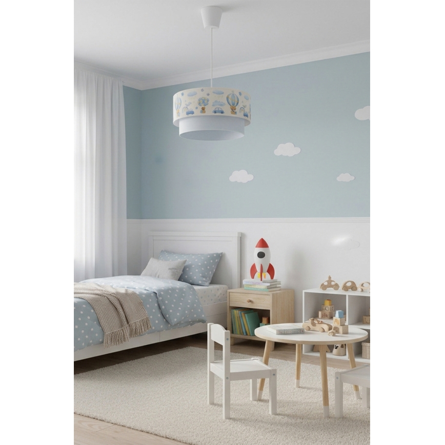 Brilagi - LED laste rippvalgusti kaablil BOBO 1xE27/60W/230V läbimõõt 40 cm kreemjas/sinine/karukesed