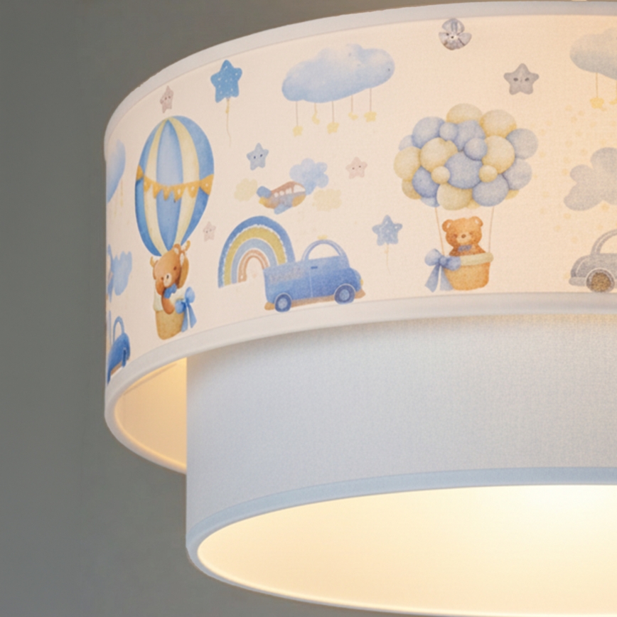 Brilagi - LED laste rippvalgusti kaablil BOBO 1xE27/60W/230V läbimõõt 40 cm kreemjas/sinine/karukesed