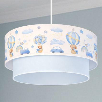 Brilagi - LED laste rippvalgusti kaablil BOBO 1xE27/60W/230V läbimõõt 40 cm kreemjas/sinine/karukesed