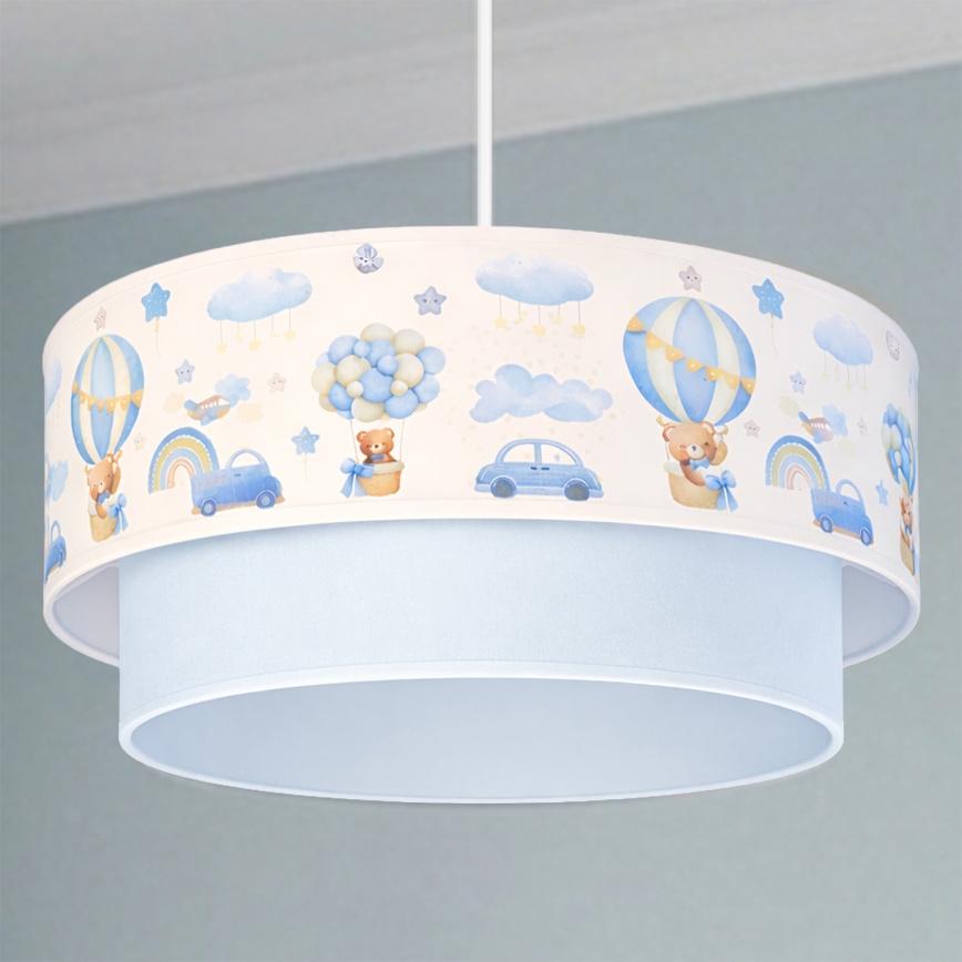Brilagi - LED laste rippvalgusti kaablil BOBO 1xE27/60W/230V läbimõõt 40 cm kreemjas/sinine/karukesed