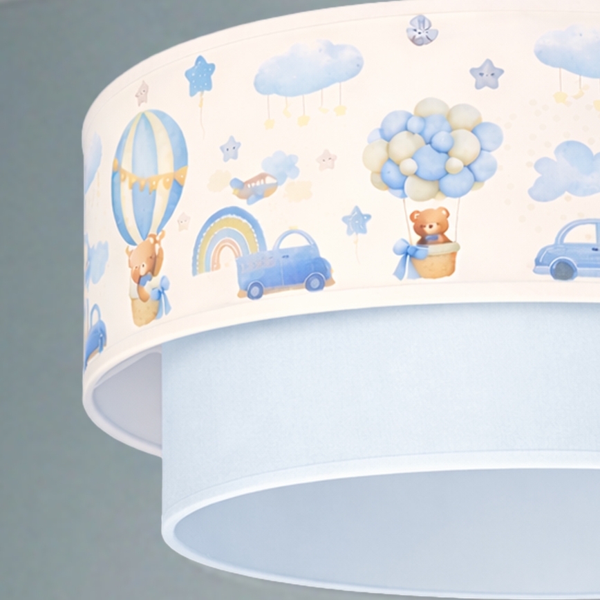 Brilagi - LED laste rippvalgusti kaablil BOBO 1xE27/60W/230V läbimõõt 40 cm kreemjas/sinine/karukesed