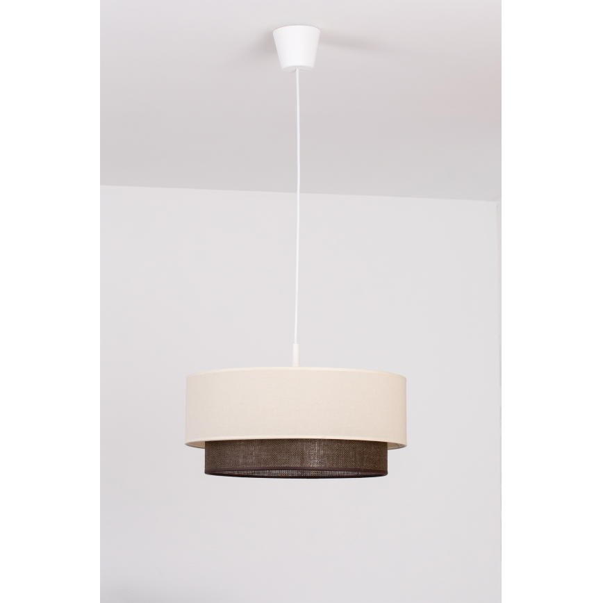 Brilagi - LED ripplühter kaabliga BOHO-stiil 1xE27/15W/230V Ø 40 cm kreemjas/pruun