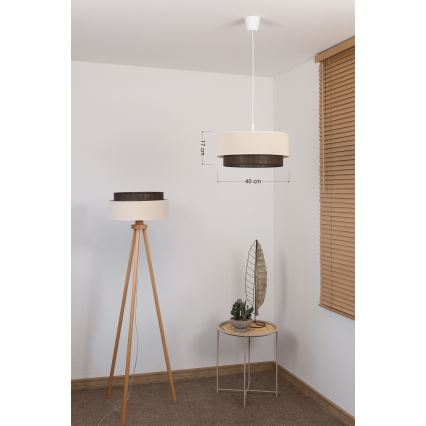 Brilagi - LED ripplühter kaabliga BOHO-stiil 1xE27/15W/230V Ø 40 cm kreemjas/pruun