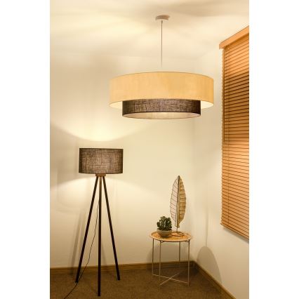 Brilagi - LED-ripplühter kaabliga BOHO STYLE 3xE27/15W/230V läbimõõt 80 cm kreem/pruun