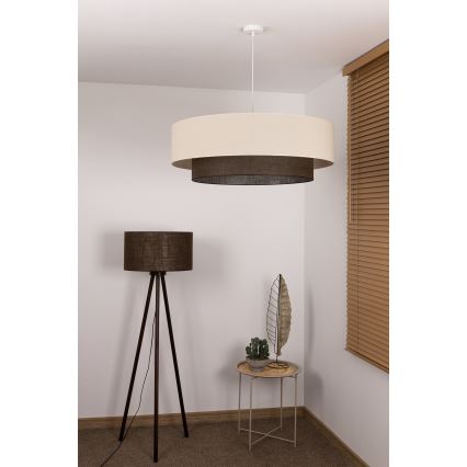 Brilagi - LED-ripplühter kaabliga BOHO STYLE 3xE27/15W/230V läbimõõt 80 cm kreem/pruun