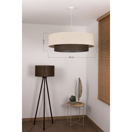 Brilagi - LED-ripplühter kaabliga BOHO STYLE 3xE27/15W/230V läbimõõt 80 cm kreem/pruun