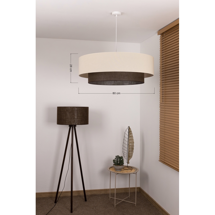 Brilagi - LED-ripplühter kaabliga BOHO STYLE 3xE27/15W/230V läbimõõt 80 cm kreem/pruun