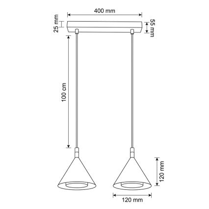 BRILAGI - LED Ripplühter kaabliga CONE DOUBLE 2xGX53/15W/230V kuldne