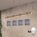 BRILAGI - LED ripplühter kaabliga NUBILA 4xE27/60W/230V hall/tumesinine