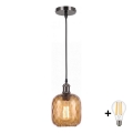 BRILAGI - LED ripplühter kaabliga RETRO GLASS 1xE27/60W/230V läbimõõt 14 cm must/suitsutud pruun