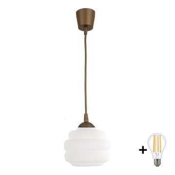 BRILAGI - LED ripplühter köiega RETRO GLASS 1xE27/60W/230V läbimõõt 20 cm pruun/valge