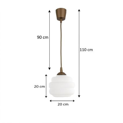 BRILAGI - LED ripplühter köiega RETRO GLASS 1xE27/60W/230V läbimõõt 20 cm pruun/valge