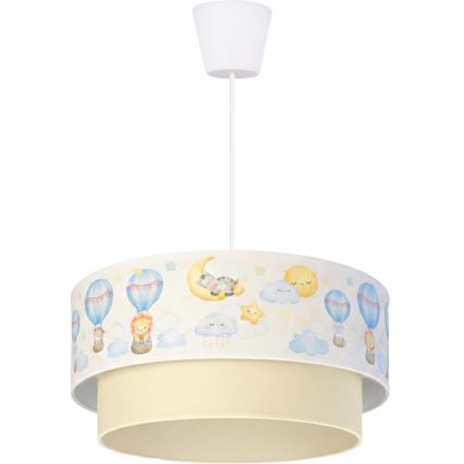 Brilagi - LED laste laelamp riputuskaabliga BOBO 1xE27/60W/230V läbimõõt 40 cm valge/beež/loomakujundusega