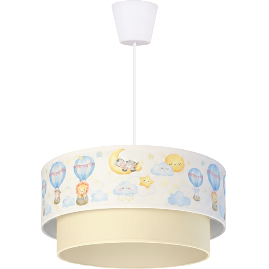 Brilagi - LED laste laelamp riputuskaabliga BOBO 1xE27/60W/230V läbimõõt 40 cm valge/beež/loomakujundusega