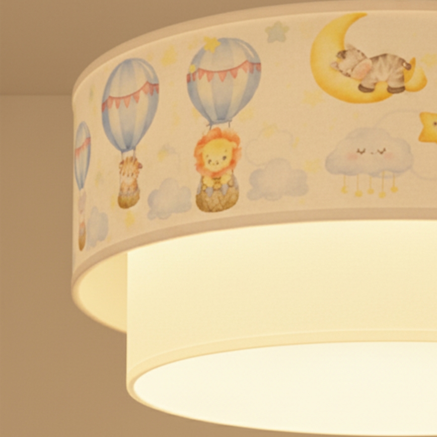 Brilagi - LED laste laelamp riputuskaabliga BOBO 1xE27/60W/230V läbimõõt 40 cm valge/beež/loomakujundusega