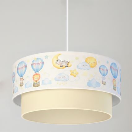 Brilagi - LED laste laelamp riputuskaabliga BOBO 1xE27/60W/230V läbimõõt 40 cm valge/beež/loomakujundusega