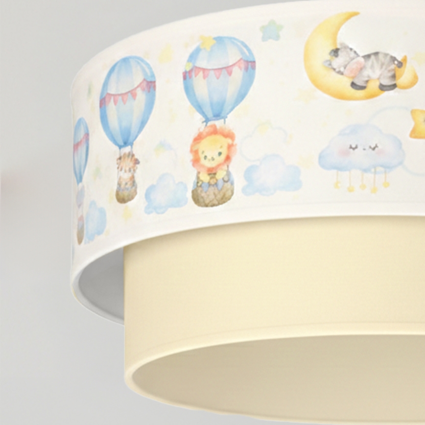 Brilagi - LED laste laelamp riputuskaabliga BOBO 1xE27/60W/230V läbimõõt 40 cm valge/beež/loomakujundusega