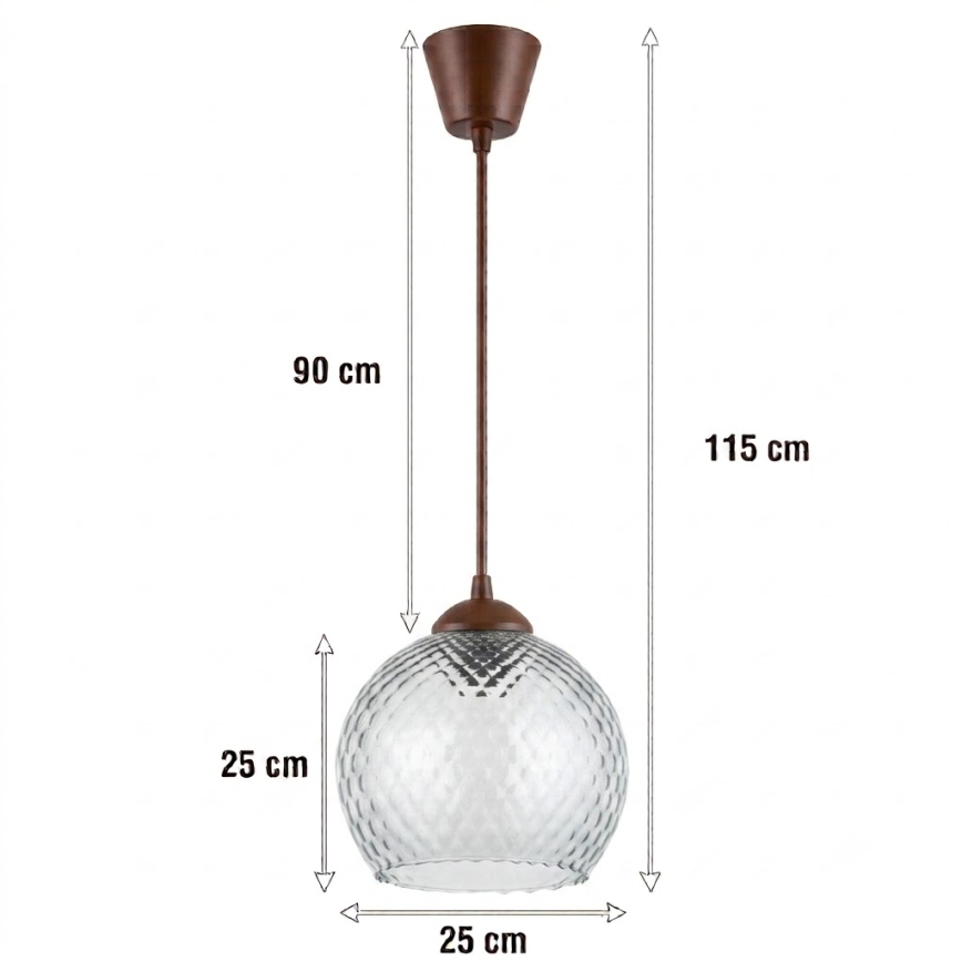 BRILAGI - LED-rippvalgusti kaabliga RETRO GLASS 1xE27/60W/230V läbimõõt 25 cm pruun/suitsuhall