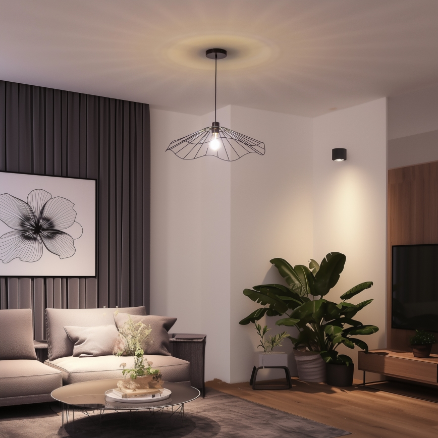 Brilagi - LED ripplühter traadiga CERIA WIRE 1xE27/40W/230V läbimõõt 60 cm must