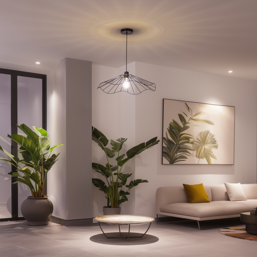 Brilagi - LED ripplühter traadiga CERIA WIRE 1xE27/40W/230V läbimõõt 60 cm must