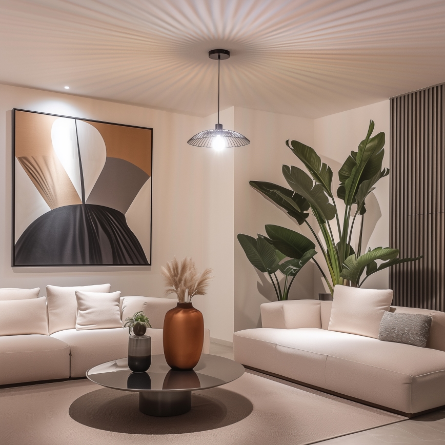 Brilagi - LED ripplühter traadil CERIA WIRE 1xE27/40W/230V läbimõõt 38 cm must