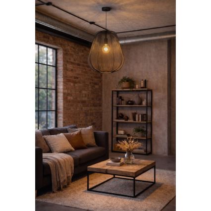 Brilagi - LED-rippvalgusti ARVEN kaabliga, 1xE27/8W/230V, Ø 37 cm, must
