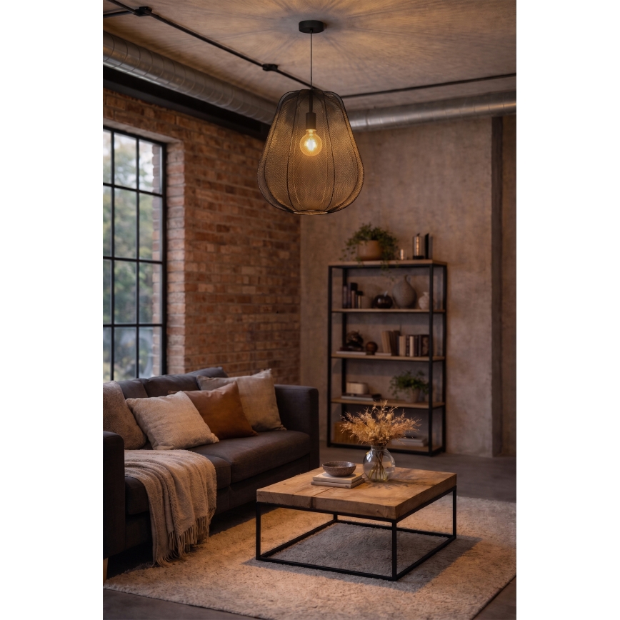 Brilagi - LED-rippvalgusti ARVEN kaabliga, 1xE27/8W/230V, Ø 37 cm, must