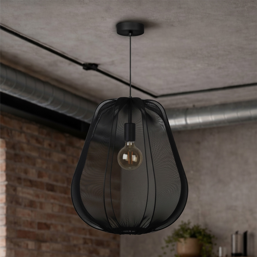 Brilagi - LED-rippvalgusti ARVEN kaabliga, 1xE27/8W/230V, Ø 37 cm, must