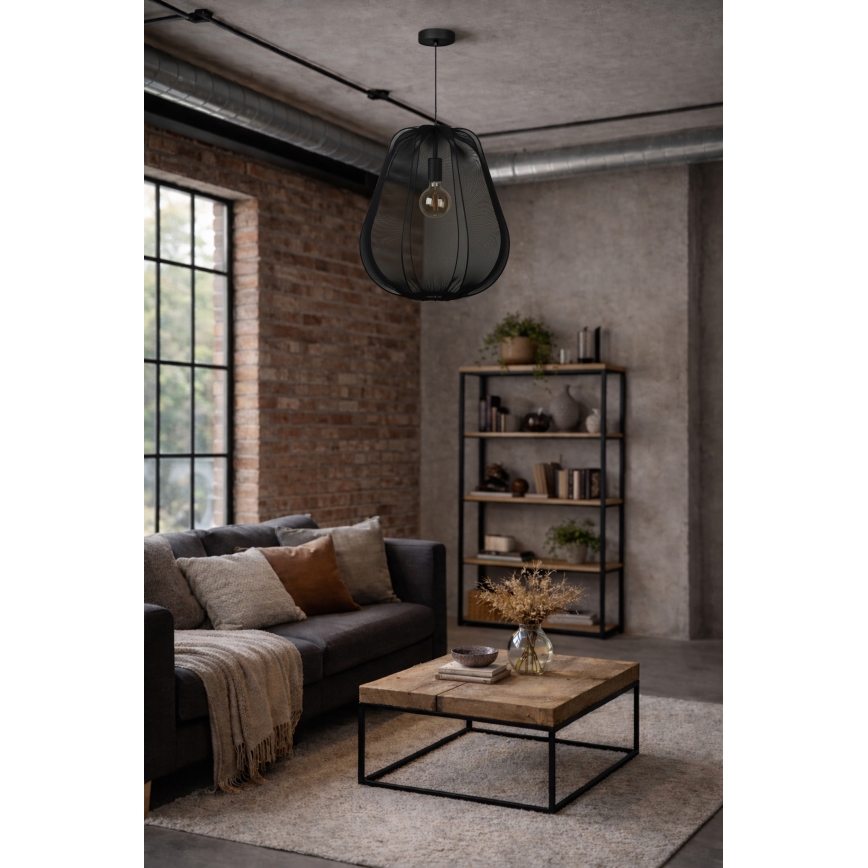 Brilagi - LED-rippvalgusti ARVEN kaabliga, 1xE27/8W/230V, Ø 37 cm, must