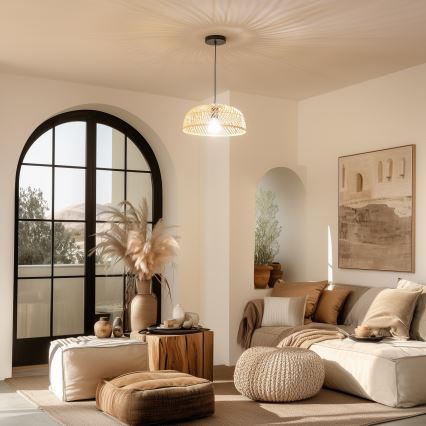 Brilagi - LED-rippvalgusti CERIA BOHO, 1xE27/40W/230V, läbimõõt 60 cm, rotangist