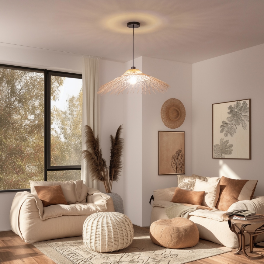 Brilagi - LED-rippvalgusti CERIA BOHO, riputuskaabliga, 1xE27/40W/230V, läbimõõt 70 cm, bambus