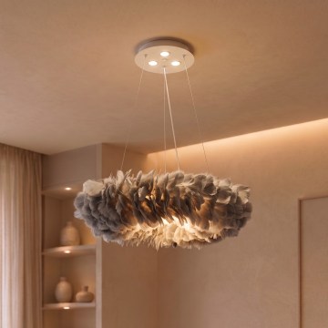 BRILAGI - LED-rippvalgusti FEATHER kaablil 3xE27/40W/230V + 3xLED/3W läbimõõduga 50 cm hall