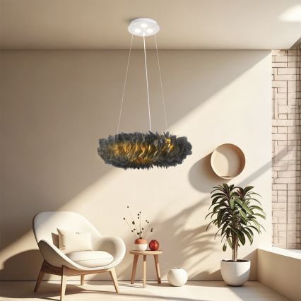 BRILAGI - LED-rippvalgusti FEATHER kaablil 3xE27/40W/230V + 3xLED/3W läbimõõduga 50 cm hall