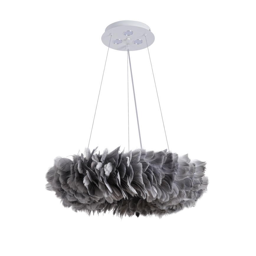 BRILAGI - LED-rippvalgusti FEATHER kaablil 3xE27/40W/230V + 3xLED/3W läbimõõduga 50 cm hall
