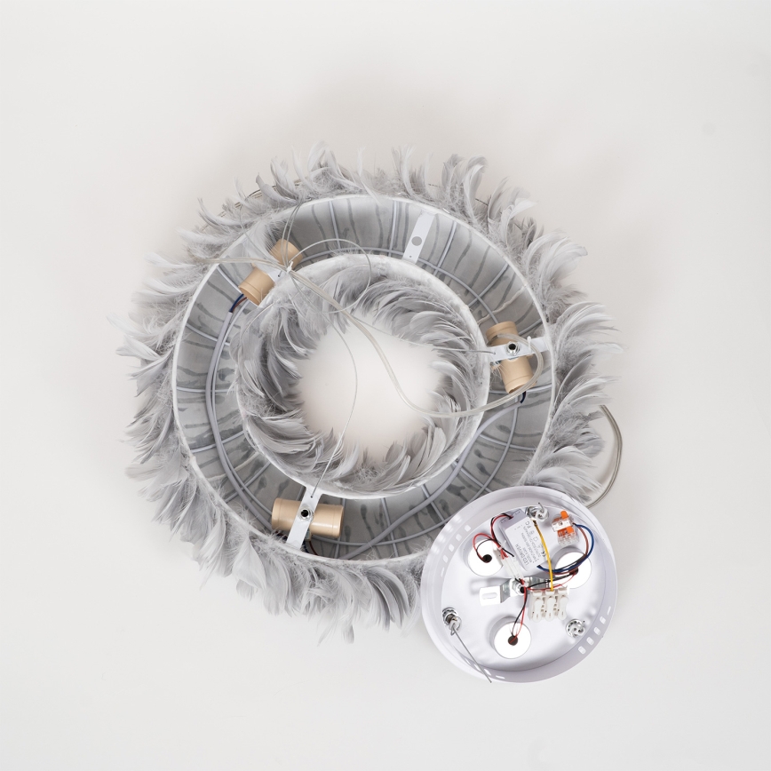 BRILAGI - LED-rippvalgusti FEATHER kaablil 3xE27/40W/230V + 3xLED/3W läbimõõduga 50 cm hall