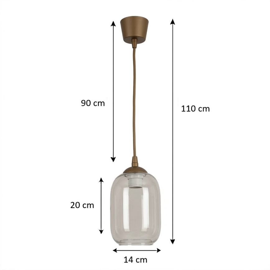 BRILAGI - LED-rippvalgusti traadiga RETRO GLASS 1xE27/60W/230V Ø 14 cm pruun/suitsuhall