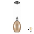 BRILAGI - LED rippvalgusti juhtmega RETRO GLASS 1xE27/60W/230V läbimõõt 17 cm must/suitsune beež
