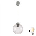 BRILAGI - LED-rippvalgusti juhtmega RETRO GLASS 1xE27/60W/230V läbimõõt 18 cm hõbedane/läbipaistev