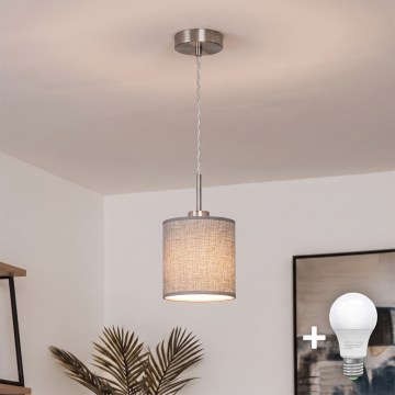 Brilagi - LED-rippvalgusti juhtmel NUBILA 1xE27/60W/230V läbimõõt 14 cm hall