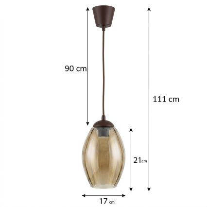 BRILAGI - RETRO GLASS LED-ripats kaablil 1xE27/60W/230V läbimõõt 17 cm pruun/suitsune beež