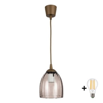 BRILAGI - LED rippvalgusti juhtmel RETRO GLASS 1xE27/60W/230V läbimõõt 17 cm pruun/suitsune beež