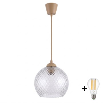 BRILAGI - LED-rippvalgusti juhtmel RETRO GLASS 1xE27/60W/230V läbimõõt 25 cm beež/suitsuhall
